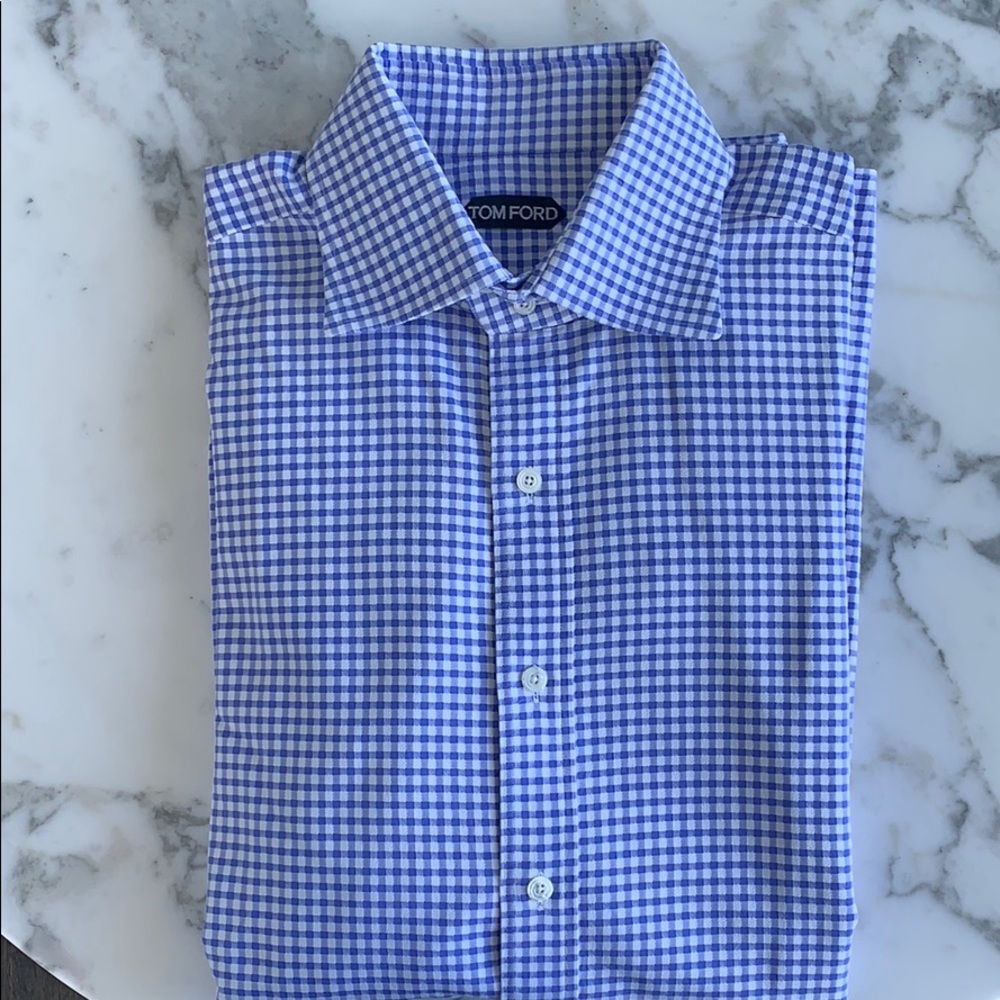 Tom Ford - Blue and White small check shirt